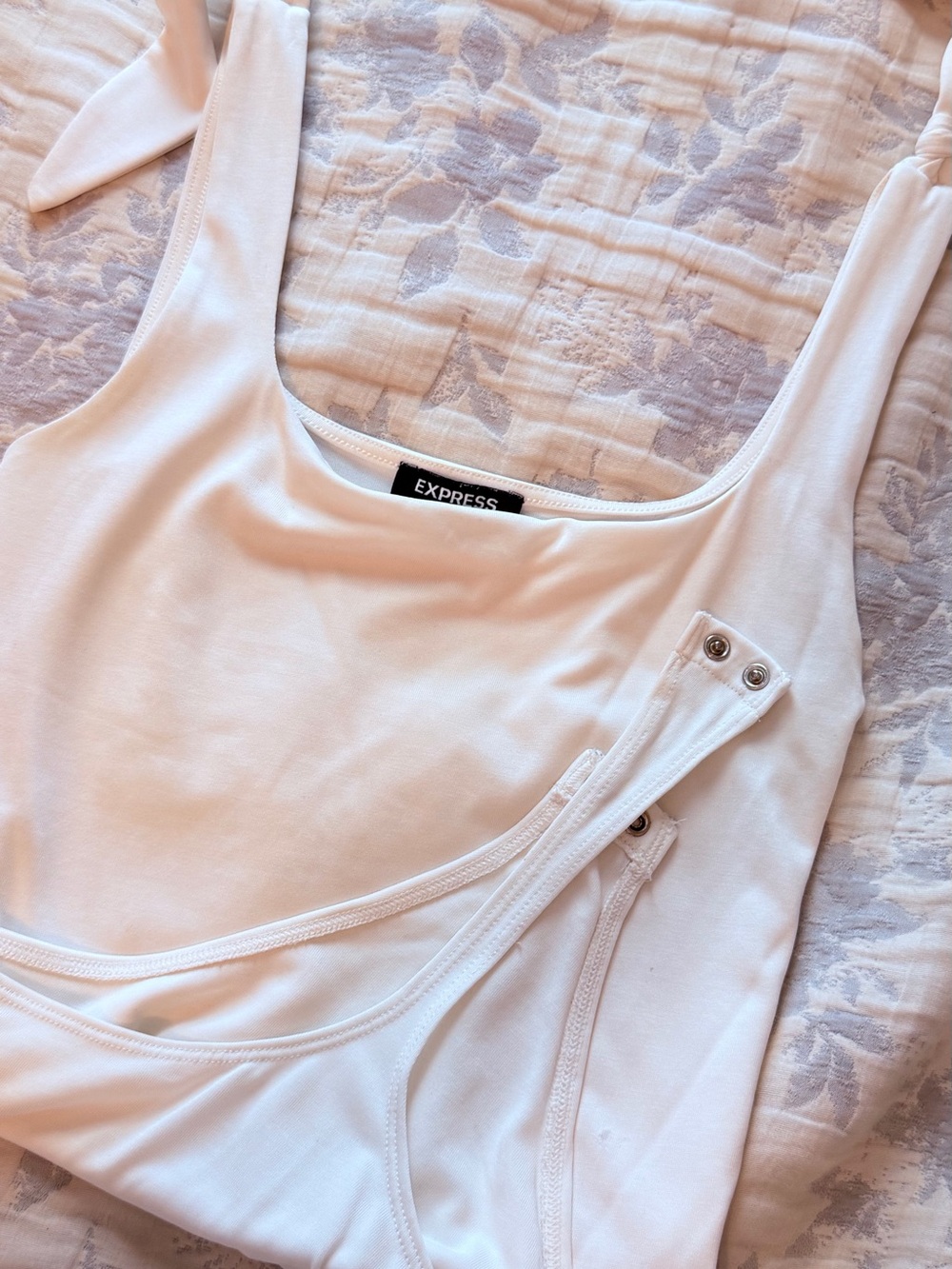 Express White Tie-Strap Bodysuit